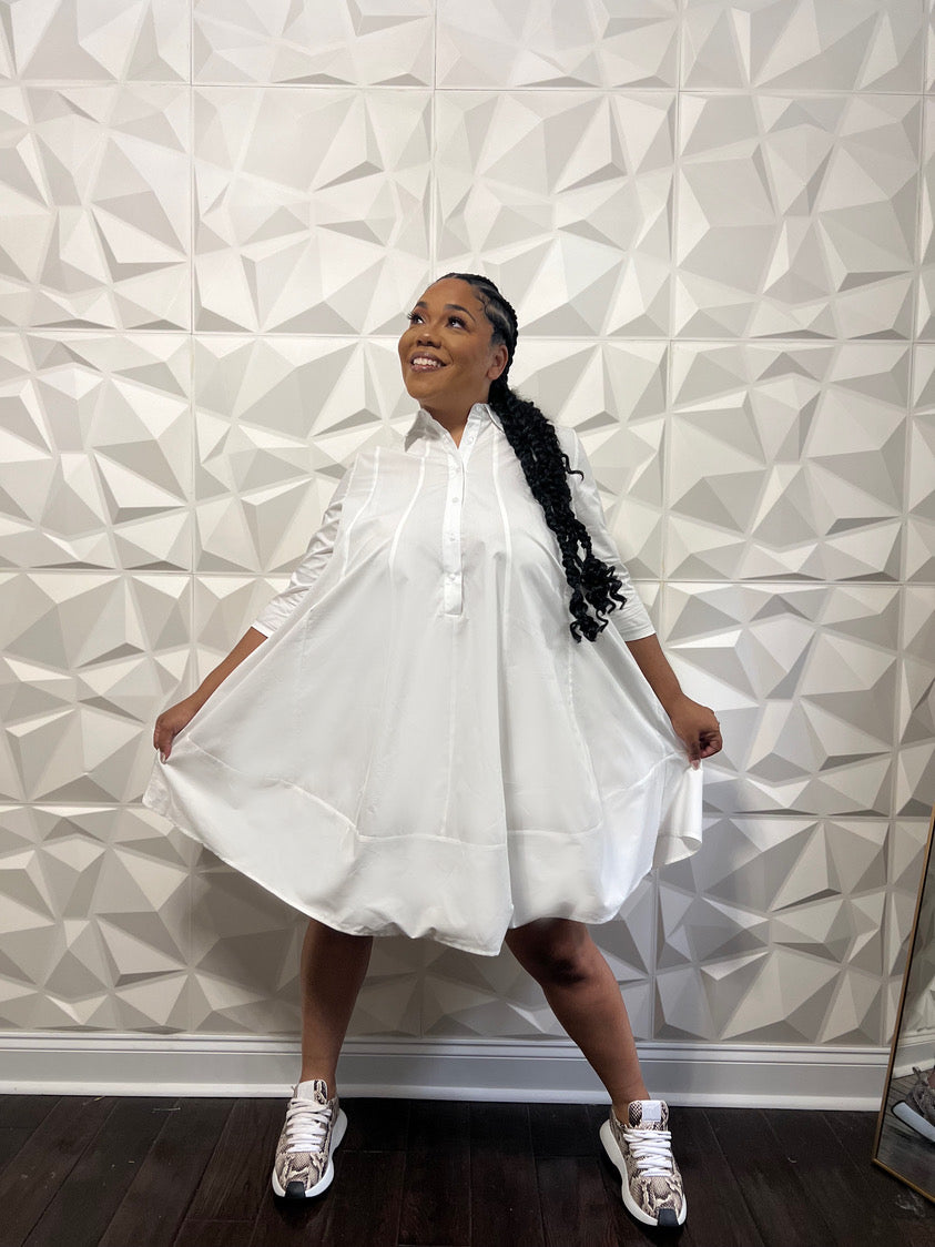 Classic White Button Down Shirt Dress