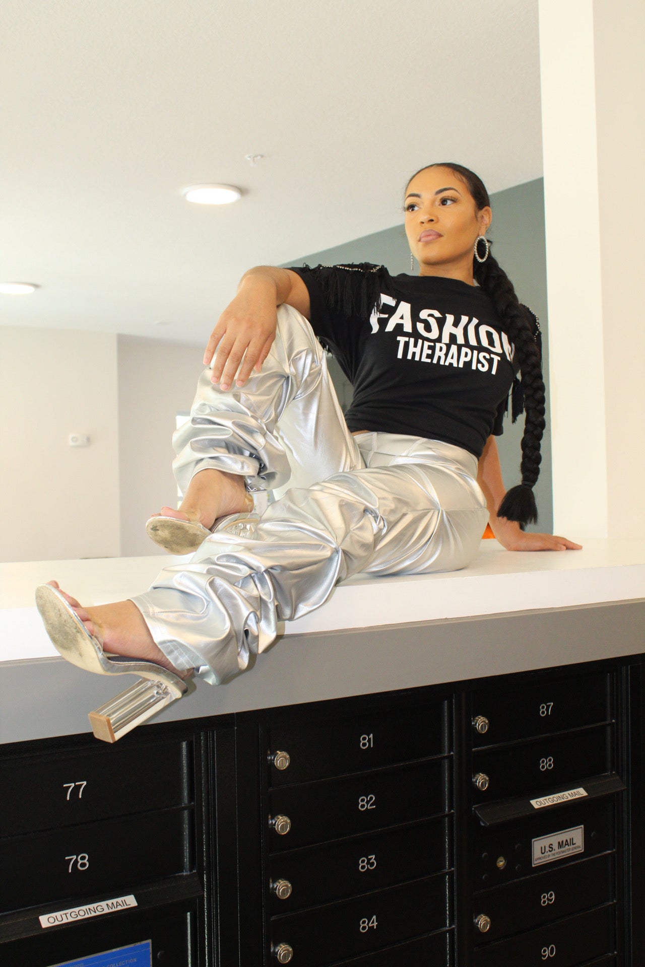 Silver Shimmer Ruched Pants