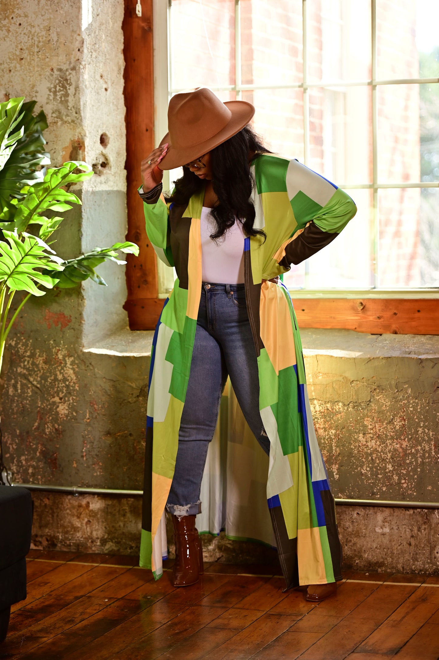 Mean Green Colorblock Duster
