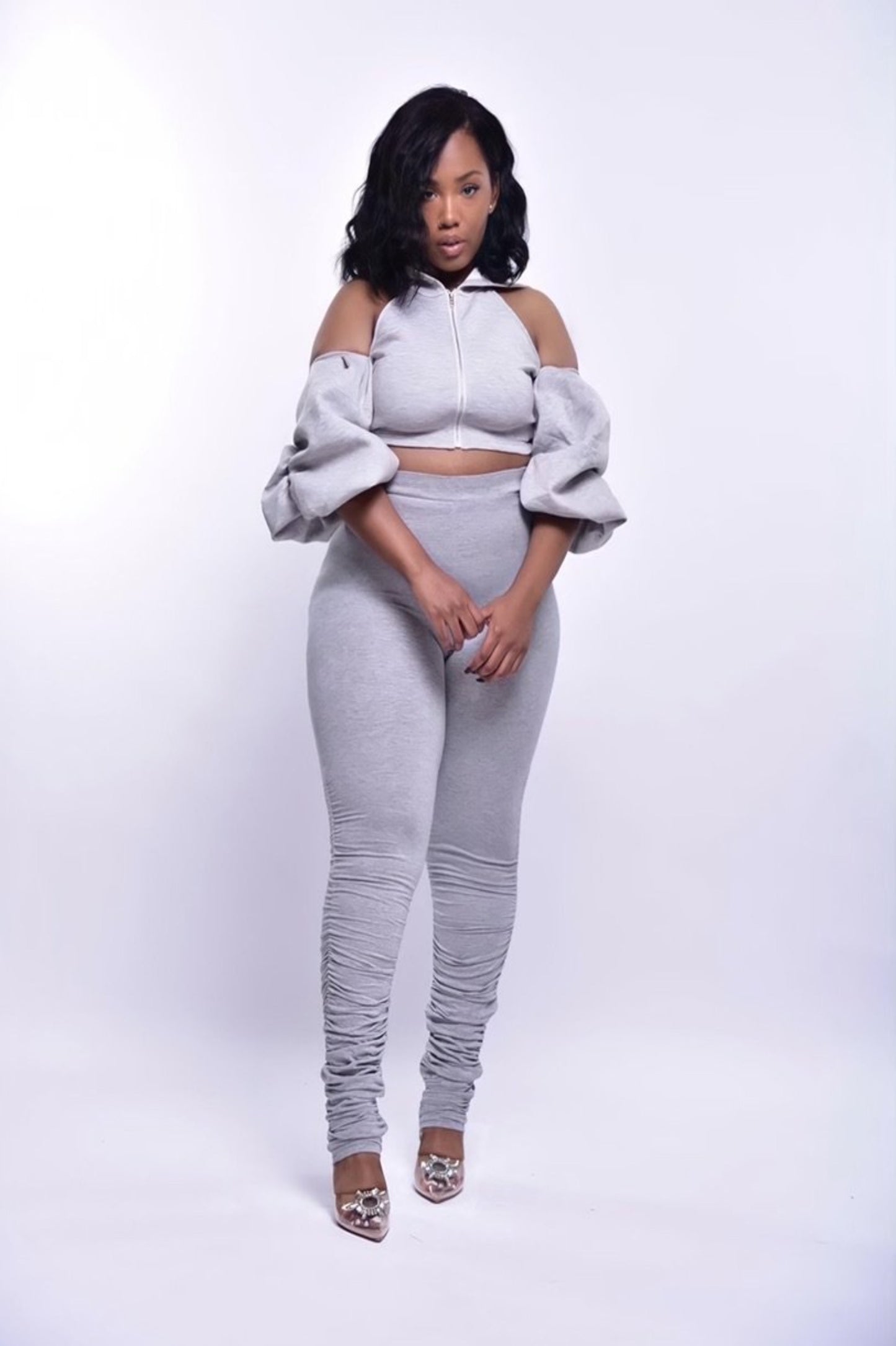 Heather Grey Hoodie Two Piece Set