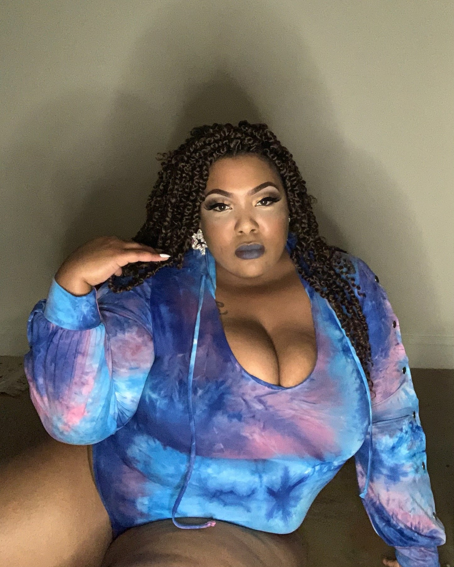 Blue Tye Die Hooded Bodysuit