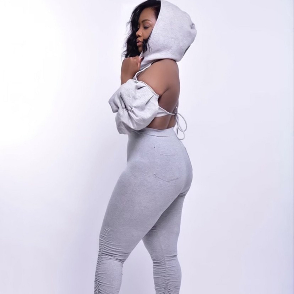 Heather Grey Hoodie Two Piece Set