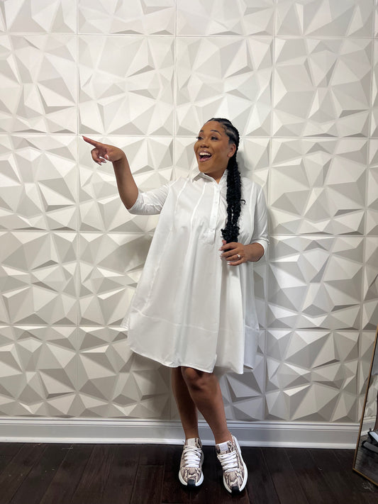 Classic White Button Down Shirt Dress