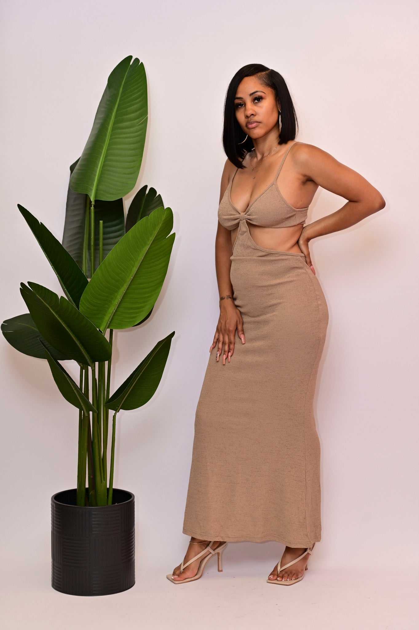 Sultry Tan Cut out Maxi Dress Added Flair Boutique Sultry Tan Cut out Maxi Dress Added Flair Boutique